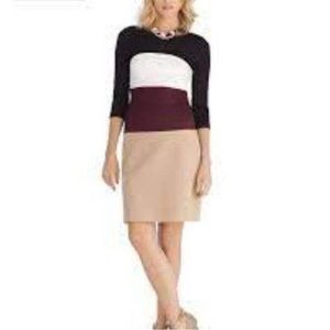 White House Black Market Colorblock Dress - Black, White, Burgundy, Tan